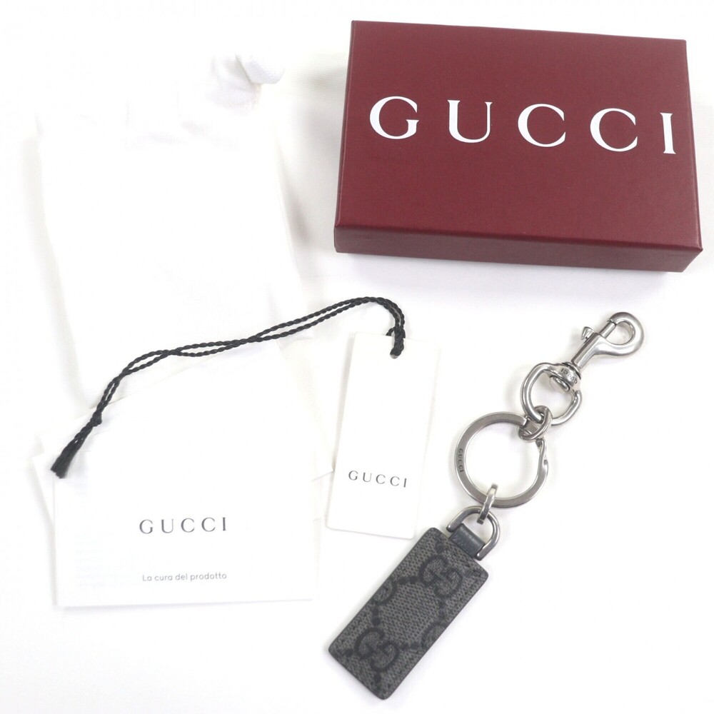 GUCCI 794061 GG Supreme Canvas Ophidia Hook Closure Keychain Key Holder Grey ... - Picture 2 of 7
